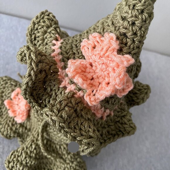 Handmade Crochet Autumn Green Peach Fairy Witch Outfit for 17cm Doll 2-Piece Set - Picture 8 of 9